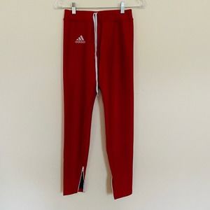 Adidas Womens Red High Rise Ankle Zip Tapered Legs Track Pants Size Medium NEW